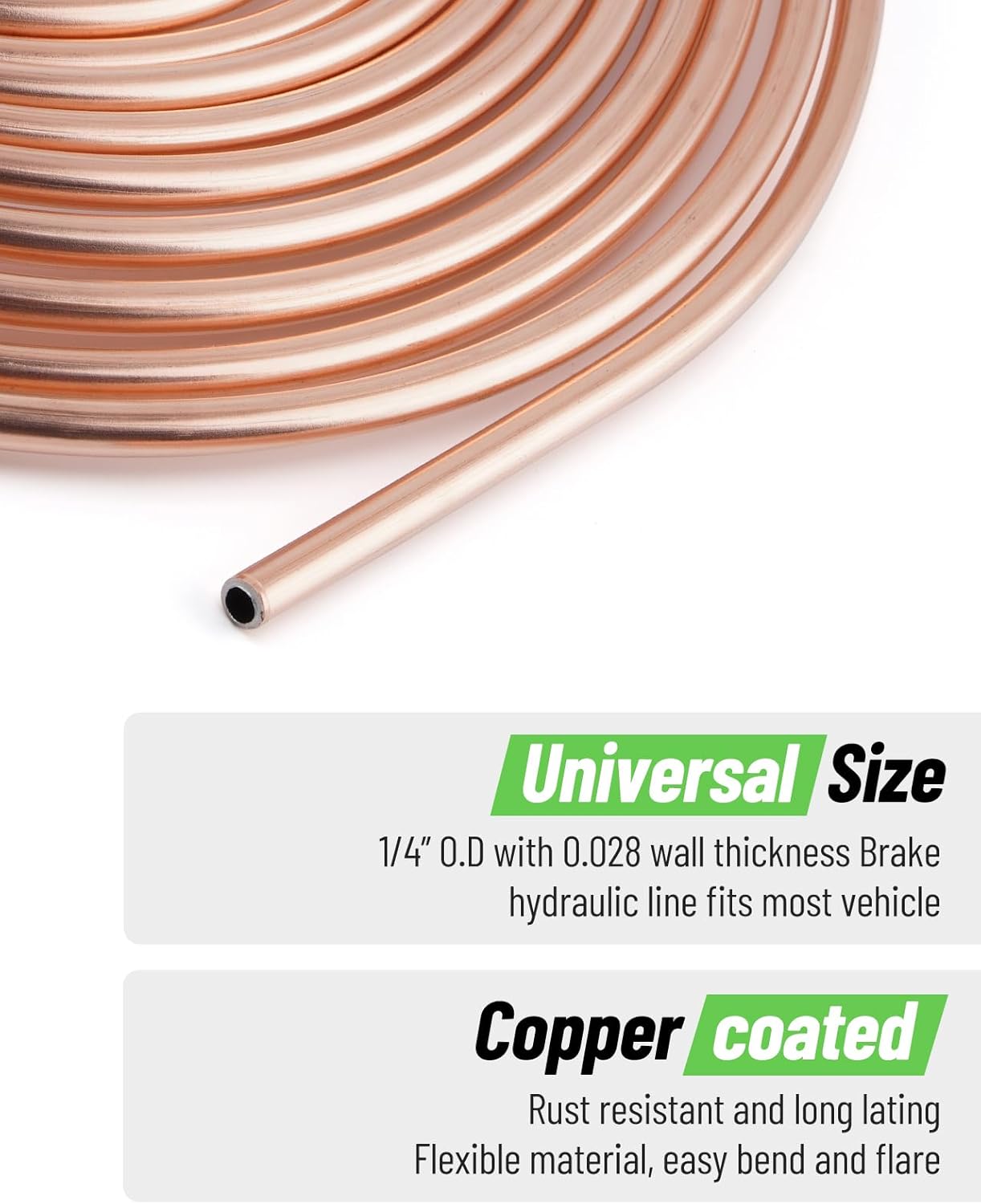 25 ft 1/4" Copper Coated Brake Line Kit (Includes 16 Fittings and 4 Unions Brake Line Fittings) + Brake Line Double & Single Flaring Tool Kit