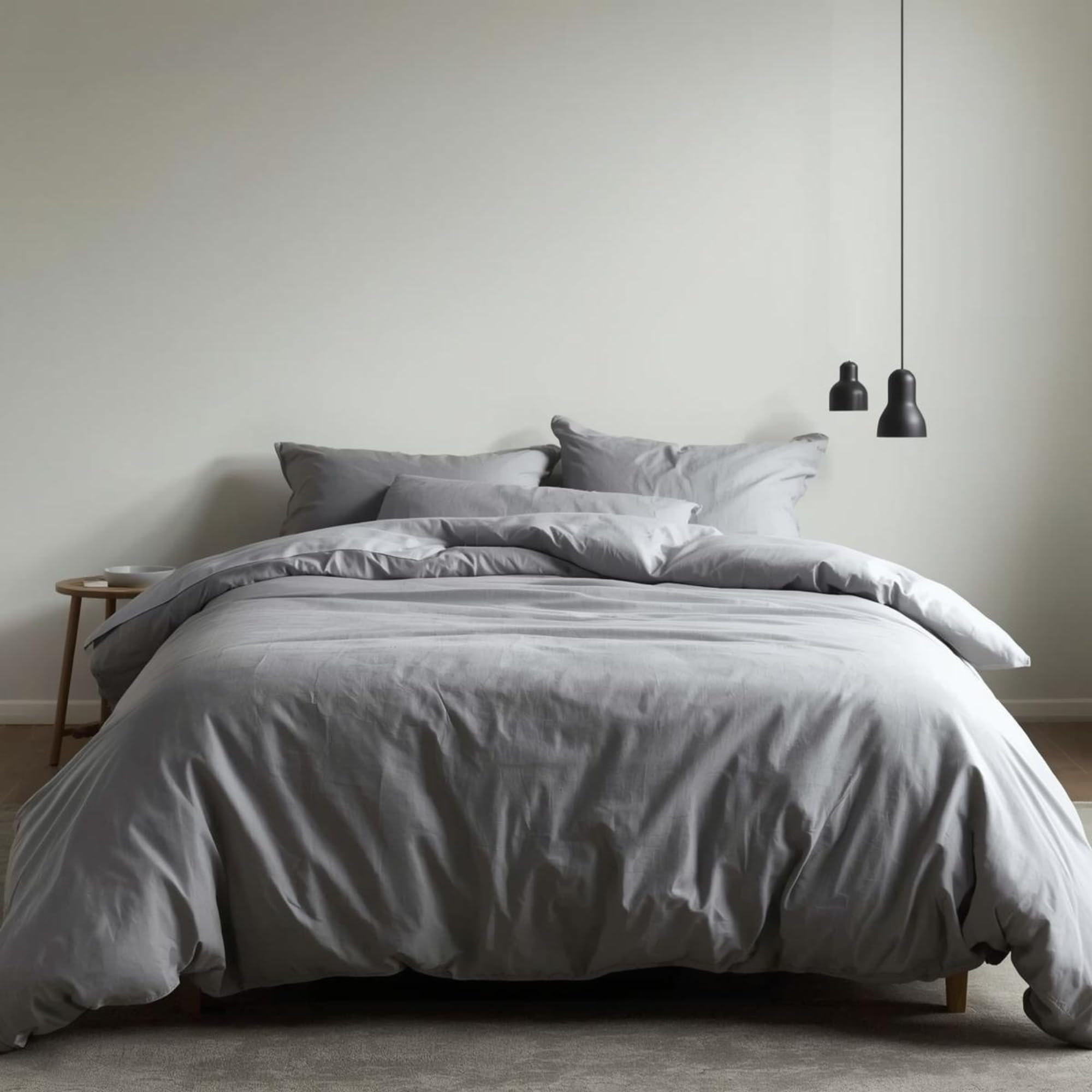Luscious Living Duvet Cover and 2 Pillow Cases Set, Double, Light Grey