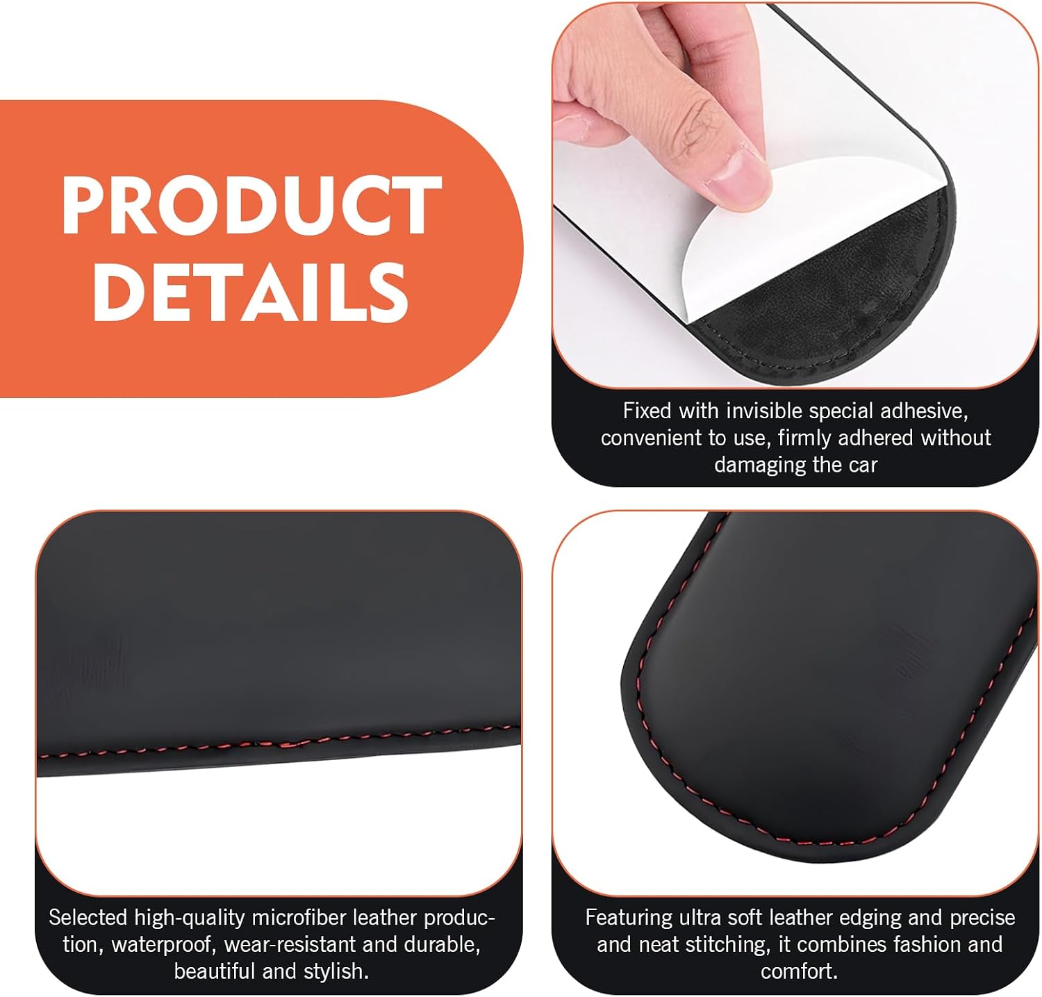 Shakas 2 PCS Car Door Armrest Pads, Elbow Booster Leg Support Center Leg Cushion, Microfiber Leather Memory Foam Accessory, Universal Fit for Most Cars Trucks SUVs (Black) image 4