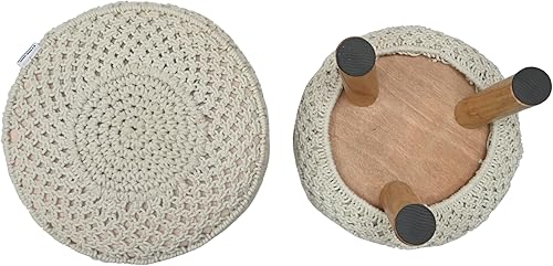 Miniatura 7 de EFTILE HOME Taburete de 2 pies hecho a mano de madera con 3 patas para sala de estar, dormitorio, guardería, patio, pasillo, salón, muebles