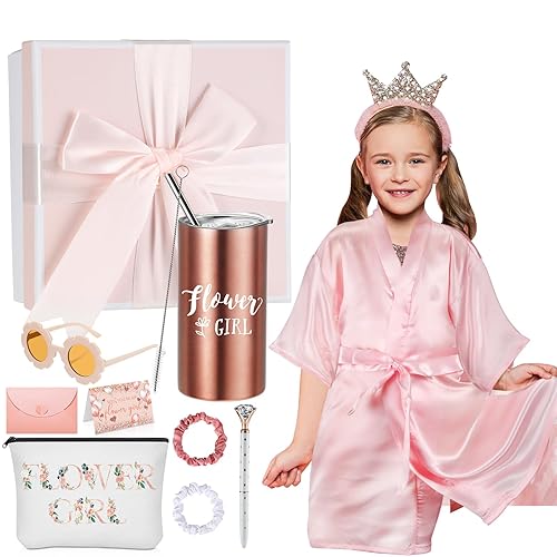 Miniatura 6 de Sieral Juego de 10 cajas de propuestas para niña de las flores, regalo con texto en inglés "Will You Be My Flower Girl", juego de caja de propuesta