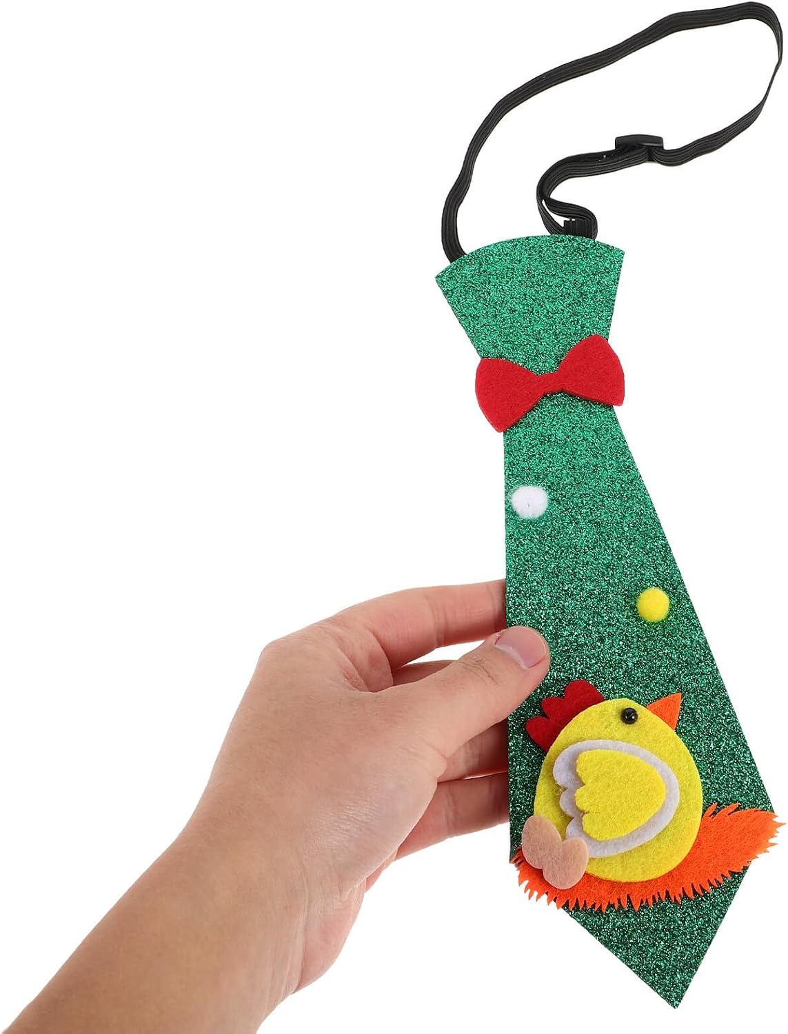 Adjustable Easter Necktie and Adults Cartoon Chicken Tie Green Party Accessory Holiday Costume Prop for Boys