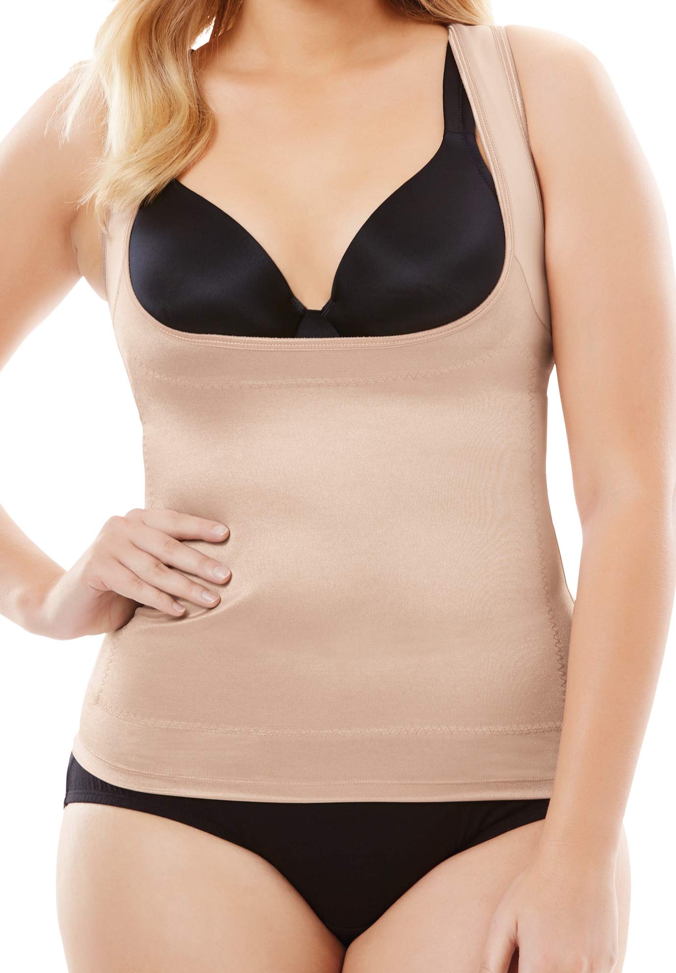 Secret SolutionsWomen's Plus Size Power Shaper Firm Control Wear-Your-Own-Bra Shaper Tank Body Shaper