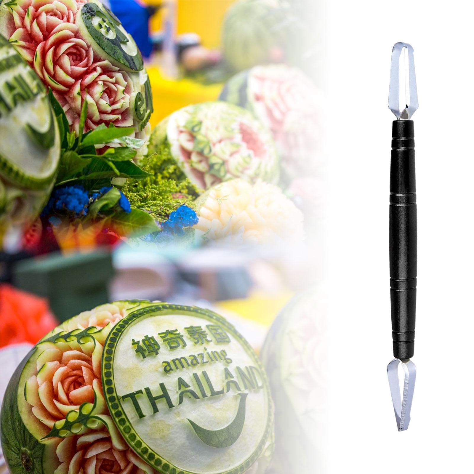 LOVIVER Coltelli da intaglio per frutta Strumento per intagliare verdure per frutta Coltelli da cucina affilati per scolpire cibo in acciaio inossidabile,