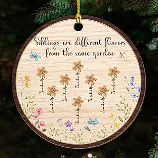 Sisters are Different Blooms Wood Ornament – Sibling Keepsake Ornament, Personalized Custom Wooden for Sisters