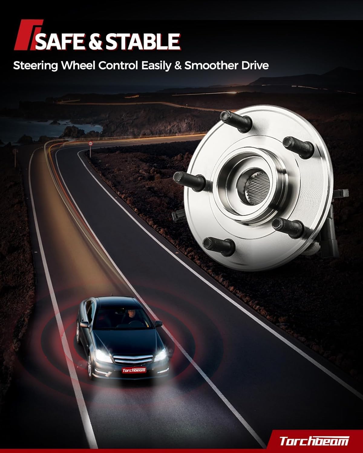 Torchbeam Pair 513277 Wheel Hub Bearing Assembly for 2009-2017 Chevrolet Traverse, 2007-2016 GMC Acadia, 2008-2017 Buick Enclave, Saturn Outlook, GMC Acadia Limited Wheel Bearing 6 Lugs W/ABS