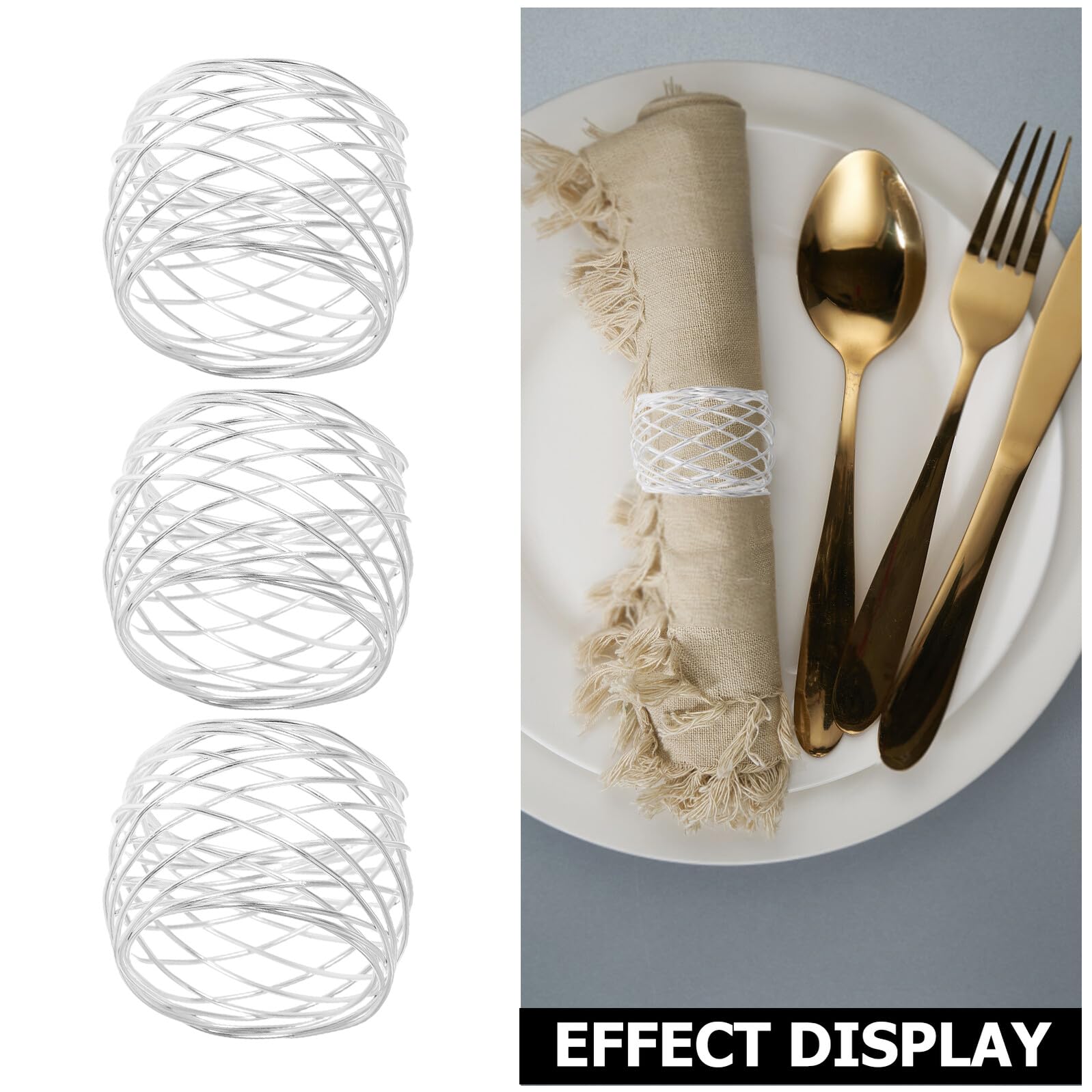 6 Stück Metall Serviettenringe Verdrehter Draht Mesh Design Langlebig Tischdekoration für Dinner Party Hochzeit Thanksgiving Weihnachten Festliche Serviettenschnallen