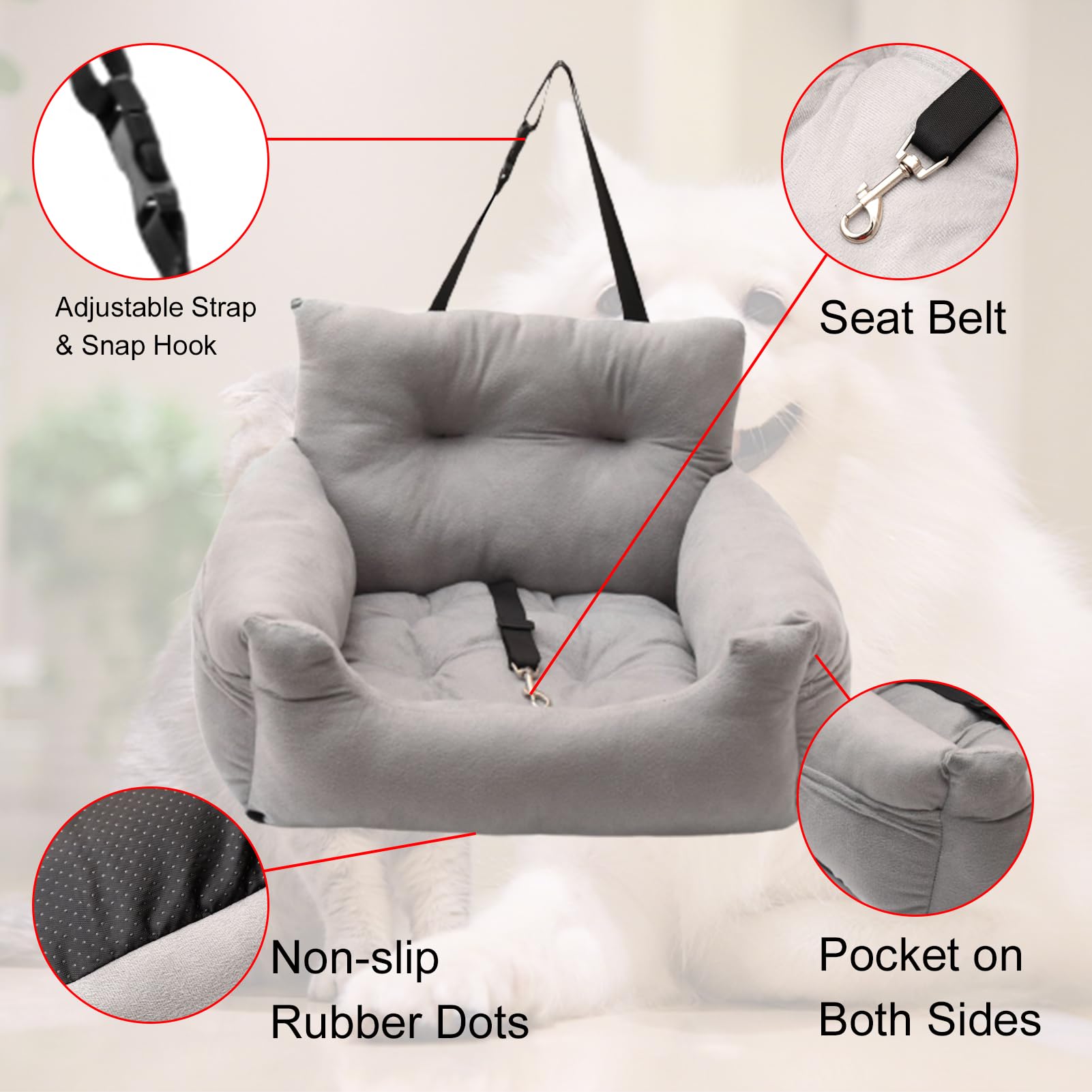 Fotelik samochodowy legowisko dla psa wielofunkcyjna sofa dla zwierząt domowych na wszystkie pory roku - solidny pasek wygodne torby do przechowywania dla właścicieli