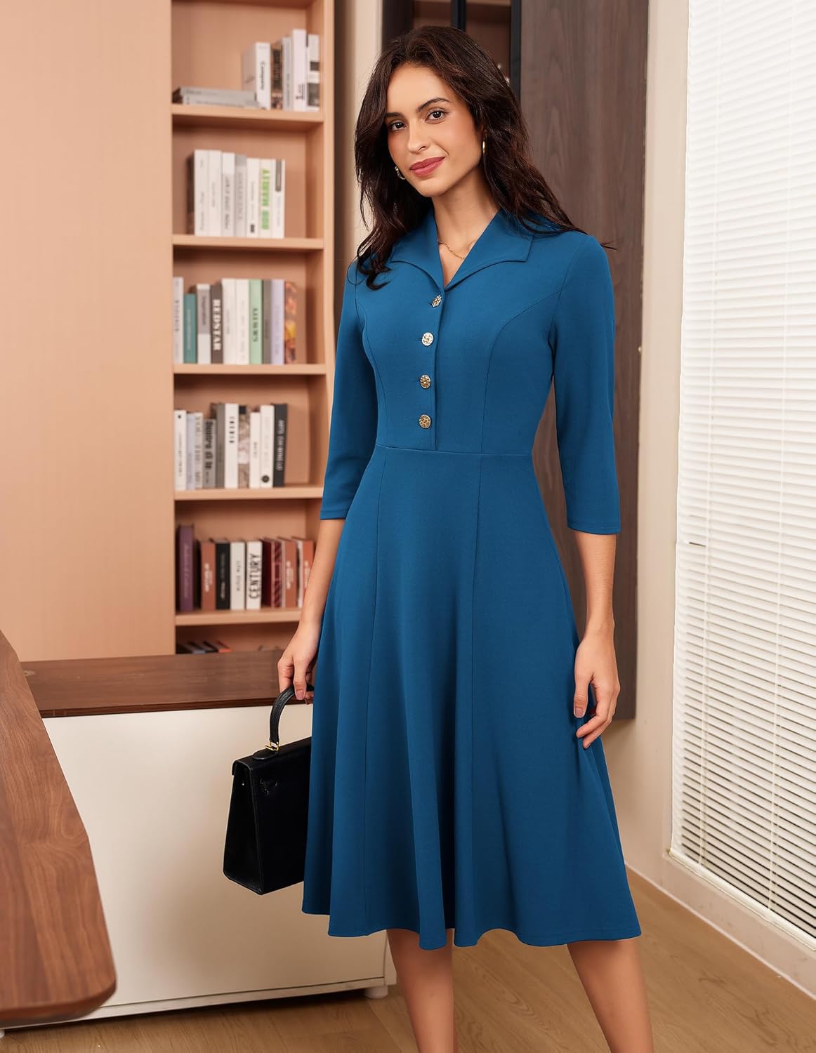 GRACE KARIN Fall Work Dresses for Women 2025,3/4 Sleeve Business Dress with Pockets,A-Line Office Professional Dresses - Image 2