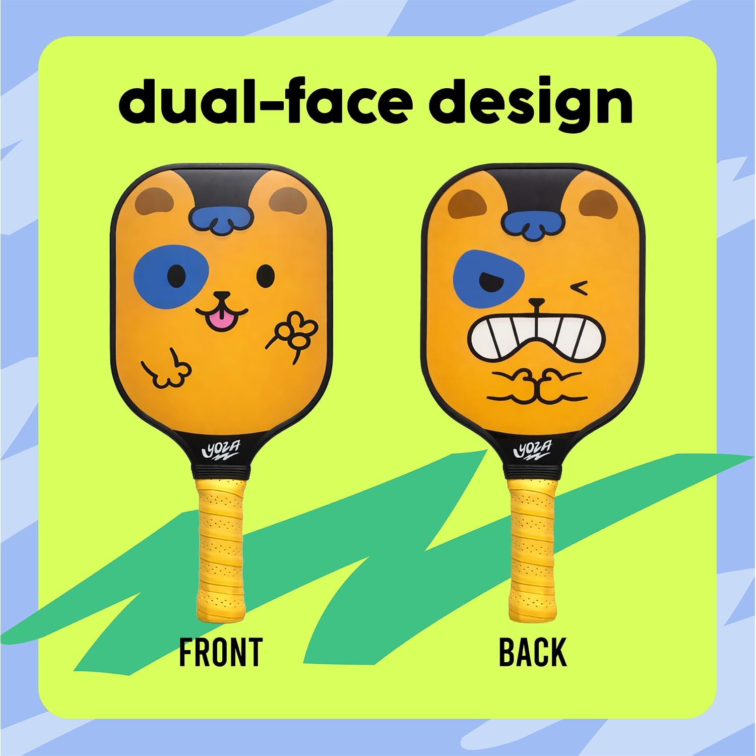 Pickleball Paddle Set of 2 - Burger & Fries Pickleball Rackets with 4 Balls & 1 Carrying Bag, Lightweight, Good Control, Fiberglass, Pickle Ball Set for Men Women Beginners, Yoza