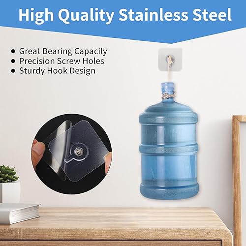 Miniatura 6 de 10 ganchos adhesivos de pared (17 libras máximo), no requiere taladrar, kit de colgador de marco, sin colgadores de imágenes de uñas, baño, ganchos