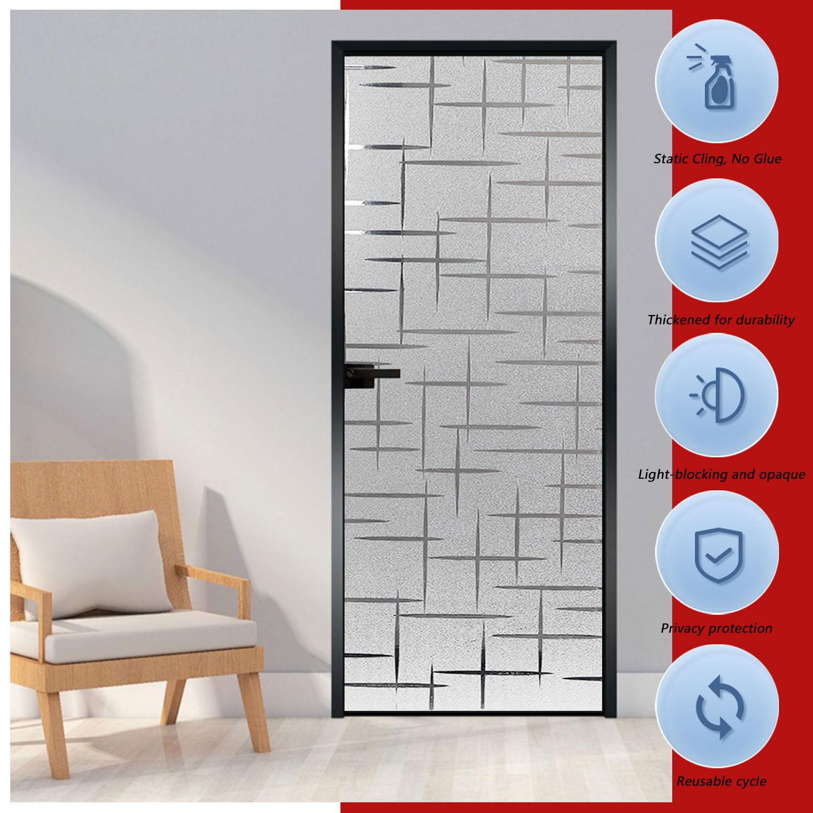 Vinilo Adhesivo Cristal 50 x 500 cm Autoadhesivo Opaco Translúcido Privacidad Decorativo Vinilos para Cristales Vinilo Adhesivo Cristal para Dormitorio Sala Comedor, Estrella