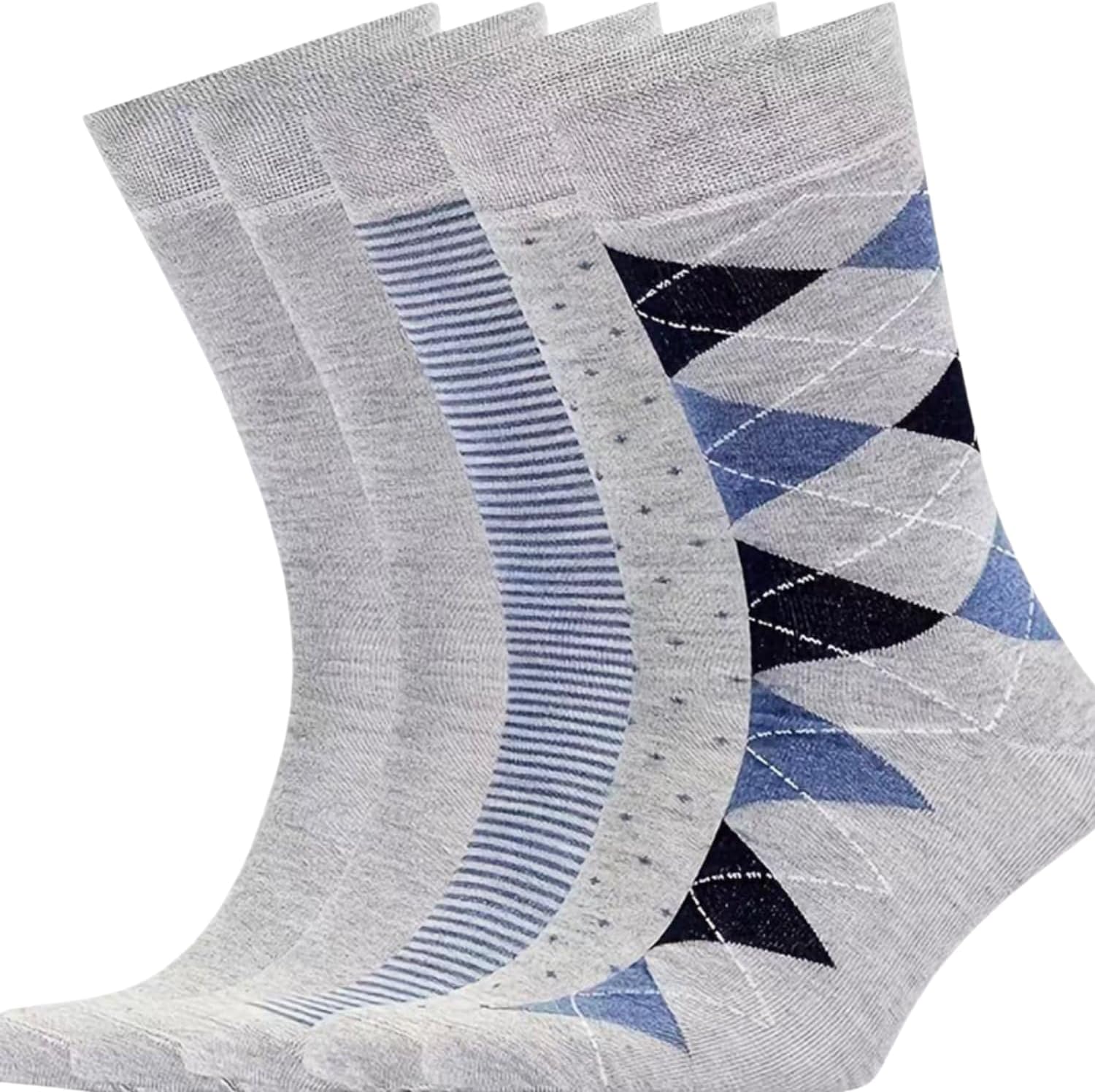 Mens Dress Socks Classic Business Casual Pattern,Anti-Odor&Breathable,5-Pairs Crew Sock for Men Shoe Size 5-13