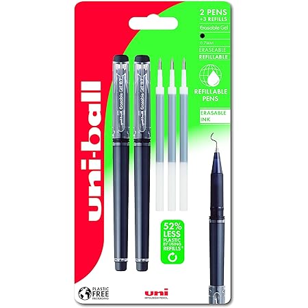 Uni-ball UF-220 Signo TSI Erasable Rollerball Pens, Black Erasable Ink Medium Nib Pack Of 5 - View #5