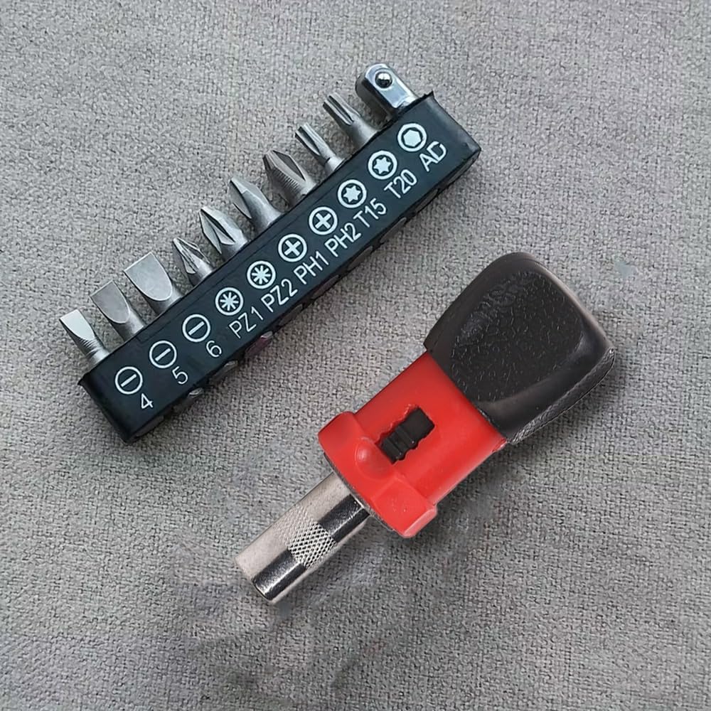 11in one mini multifunctional ratchet screwdriver set - reversible quick operation steel screwdriver, equipped with drill bit combination, no battery required, durable mixed color manual tool kit