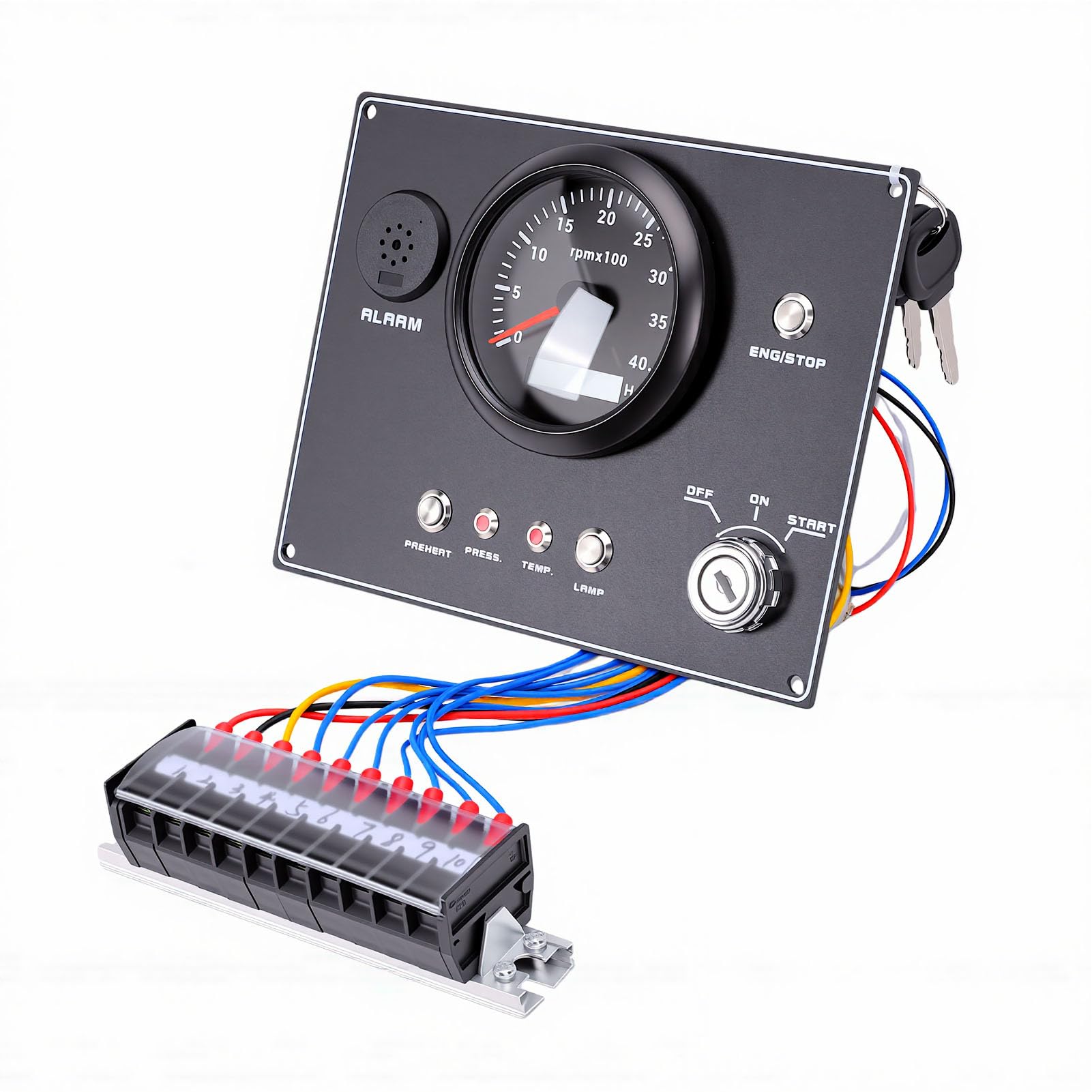 Medidor de RPM de Motor Marino Panel de Tacómetro de Aleación de Aluminio de 0 a 4000 RPM con Función de Alarma y Precalentamiento para Yates, Lanchas Rápidas y Monitoreo de Consola de Barco