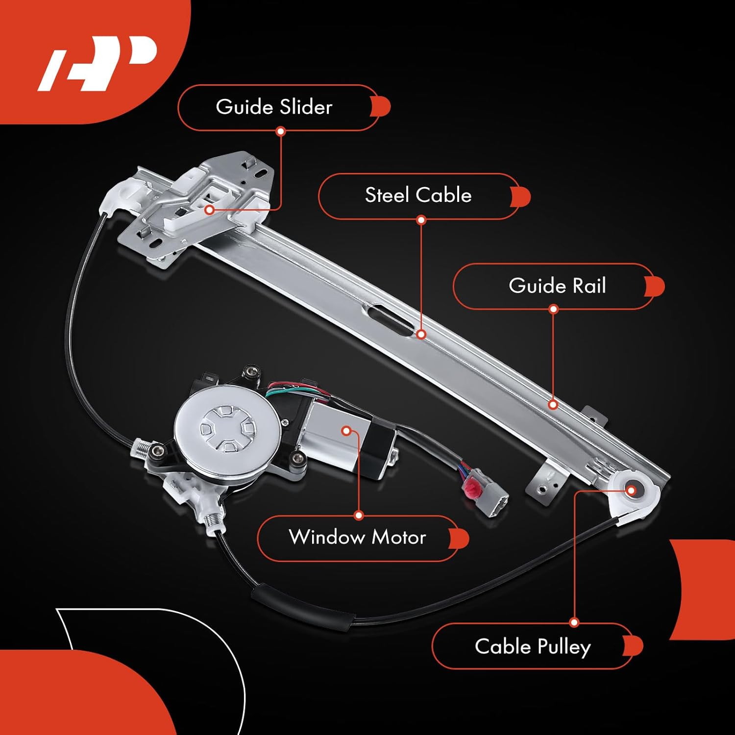 A-Premium Power Window Regulator with Motor Replacement for Honda Civic 2001-2005 Coupe Front Right Passenger Side