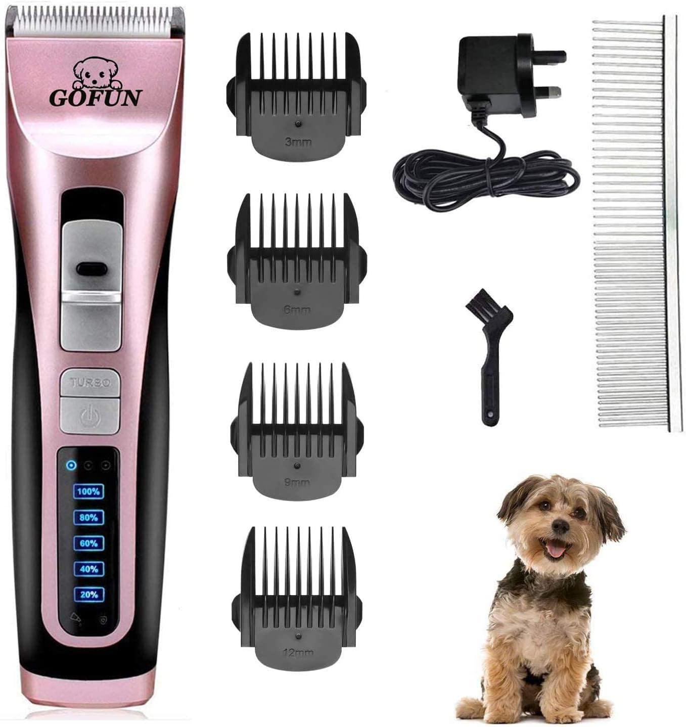 Dog Clippers, 3 Speed Low Noise Cordless Pet Clippers Dog Trimmer Dog Grooming Clippers Kit for Thick Coats Dogs/Cats