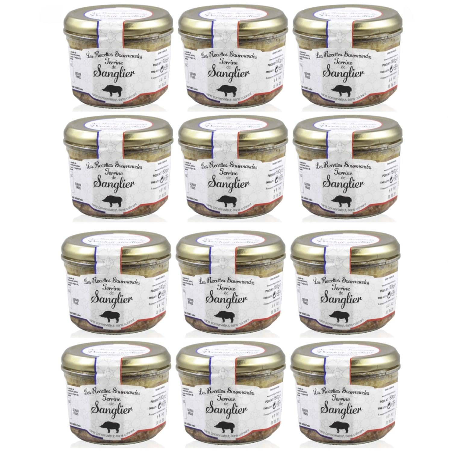 Les Recettes Gourmandes Terrine de Sanglier Wildschweinterrine Frankreich inkl. FeinWert E-Book (12 x 180g)