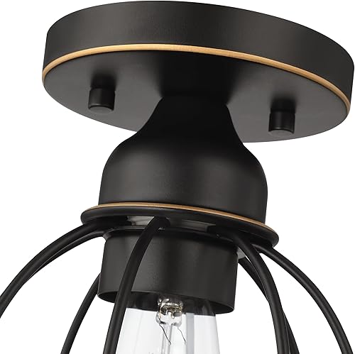 Miniatura 5 de Lámpara de techo semiempotrada, lámpara de techo industrial, montaje de techo con pantalla de jaula de metal, lámparas colgantes para dormitorio,