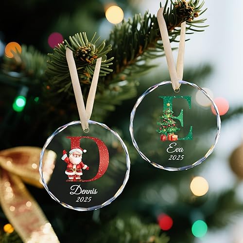 Miniatura 2 de Adornos con nombre de letra para árbol de Navidad, adornos de Navidad personalizados 2025, adornos de nombre inicial personalizados, decoraciones