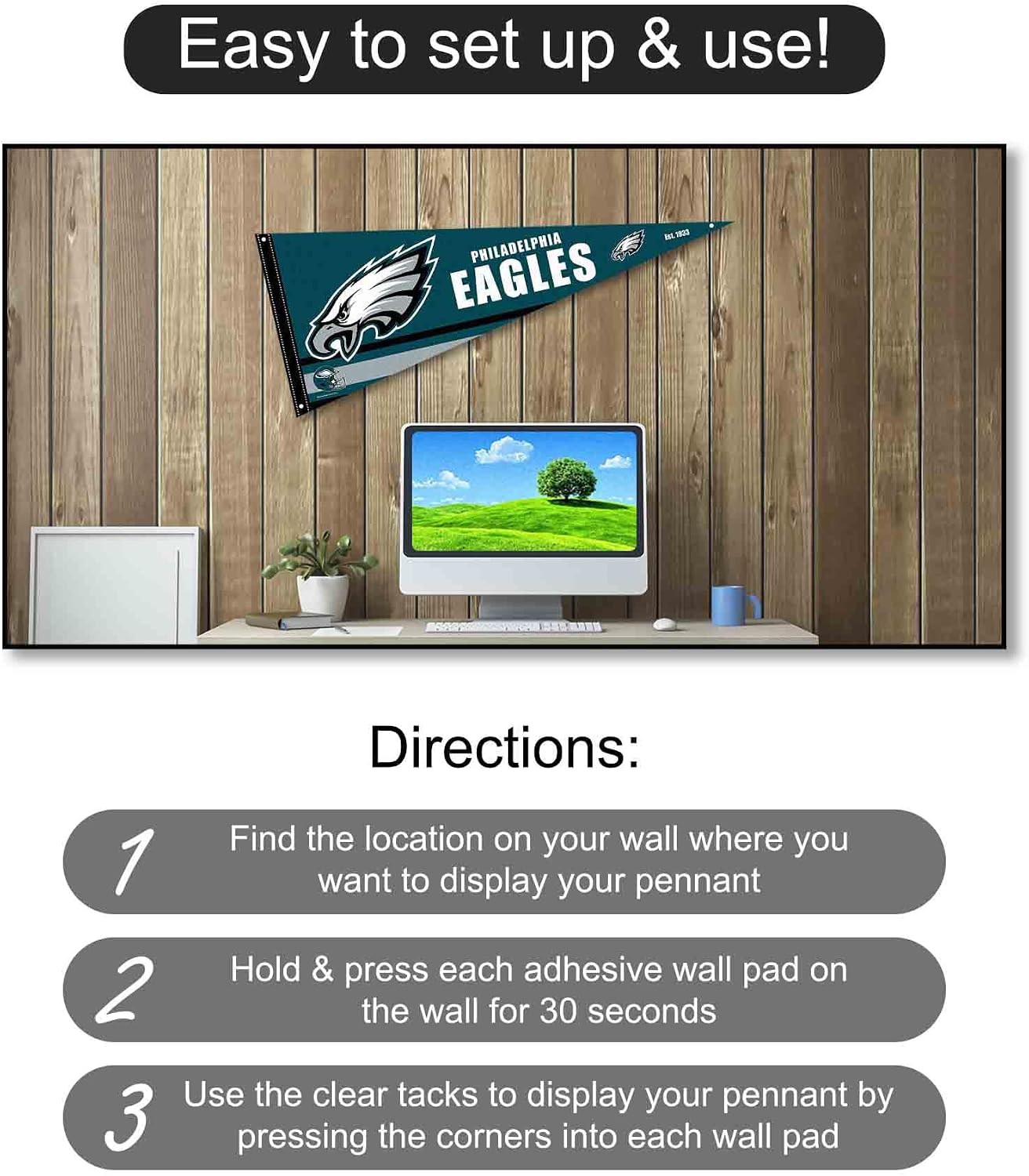 Philadelphia Eagles Pennant Banner and Wall Tack Pads