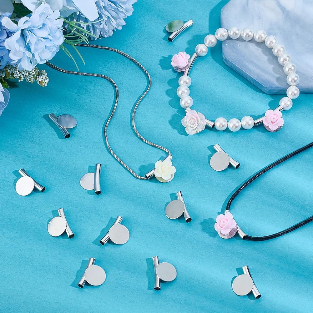 PH PandaHall 20PCS Glue on Bails for Jewelry Making, 12mm Flat Round Brass Pendant Cabochon Settings Pad Charms Connector Hanger for Necklace Bracelet DIY Crafting Supplies, Hole: 3.3mm - Image 4