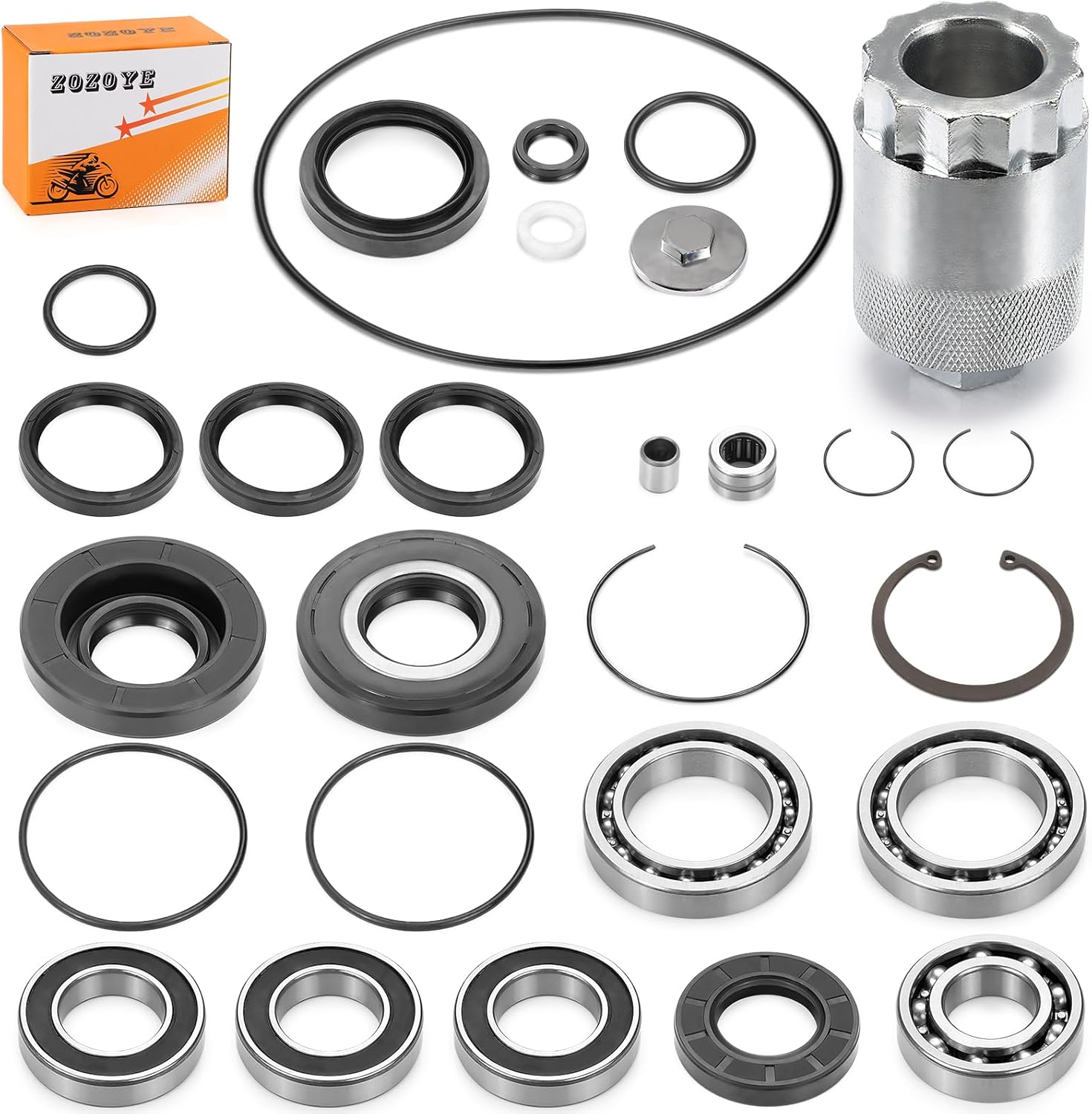 Rear Differential & Axle Bearing Seal Kit & Nut Tool for Honda Recon 250 TRX250 TE TM TRX250EX TRX250X 1997-2023