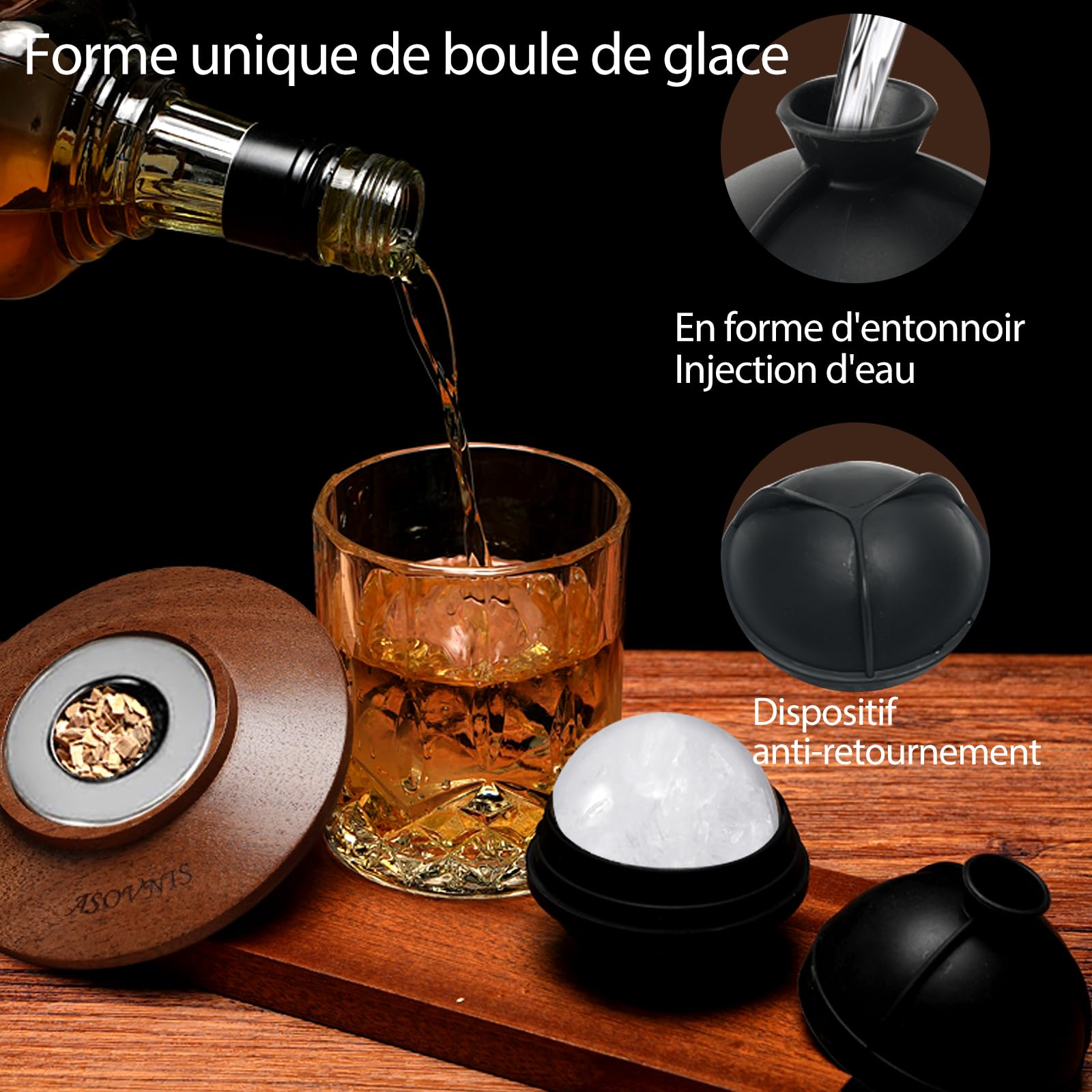 Kit fumoir à Whisky avec Torche – 6 Saveurs de copeaux de Bois, 2 Verres, 6 Pierres, kit d'infusion à Cocktail, Boisson Ancienne, Cadeau d'anniversaire pour Homme, Papa (sans Butane) (Ébène)