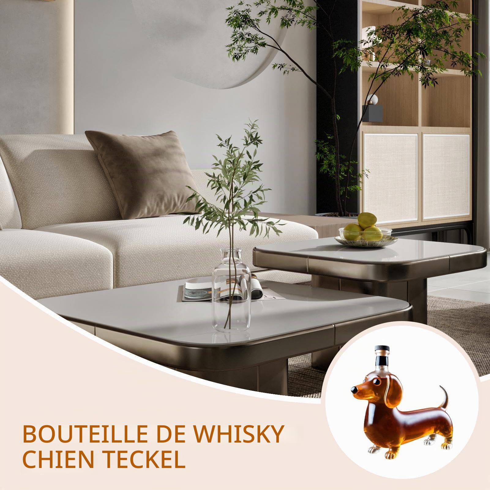 Bouteille De Whisky Teckel, Verre Sculpté 3D Créatif, Bouteilles En Verre À Whisky En Forme D'animal Rigolo, Carafe À Vin Pour Bar, Récipient À Vin Pour La Décoration Intérieure