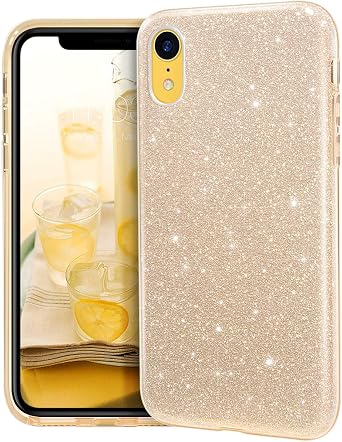 MATEPROX Compatible with iPhone XR case,Bling Sparkle Cute Girls Women Protective Case for Phone XR 6.1"Gold