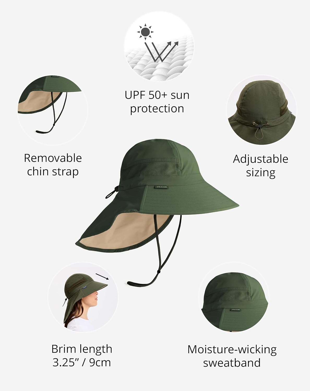 Solbari Unisex Trekker Sun Hat UPF 50+, Legionnaire Style Neck Coverage, Lightweight & Adjustable Fit for Hiking & Travel - Image 3