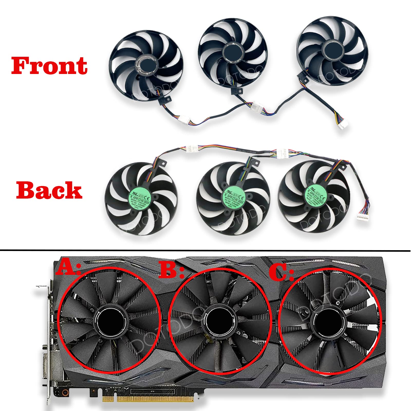 Ventilateurs de carte graphique T129215SU pour ASUS ROG STRIX-GeForce RTX 2070 2080 Super Ti Gaming RTX2080 RTX2080Ti