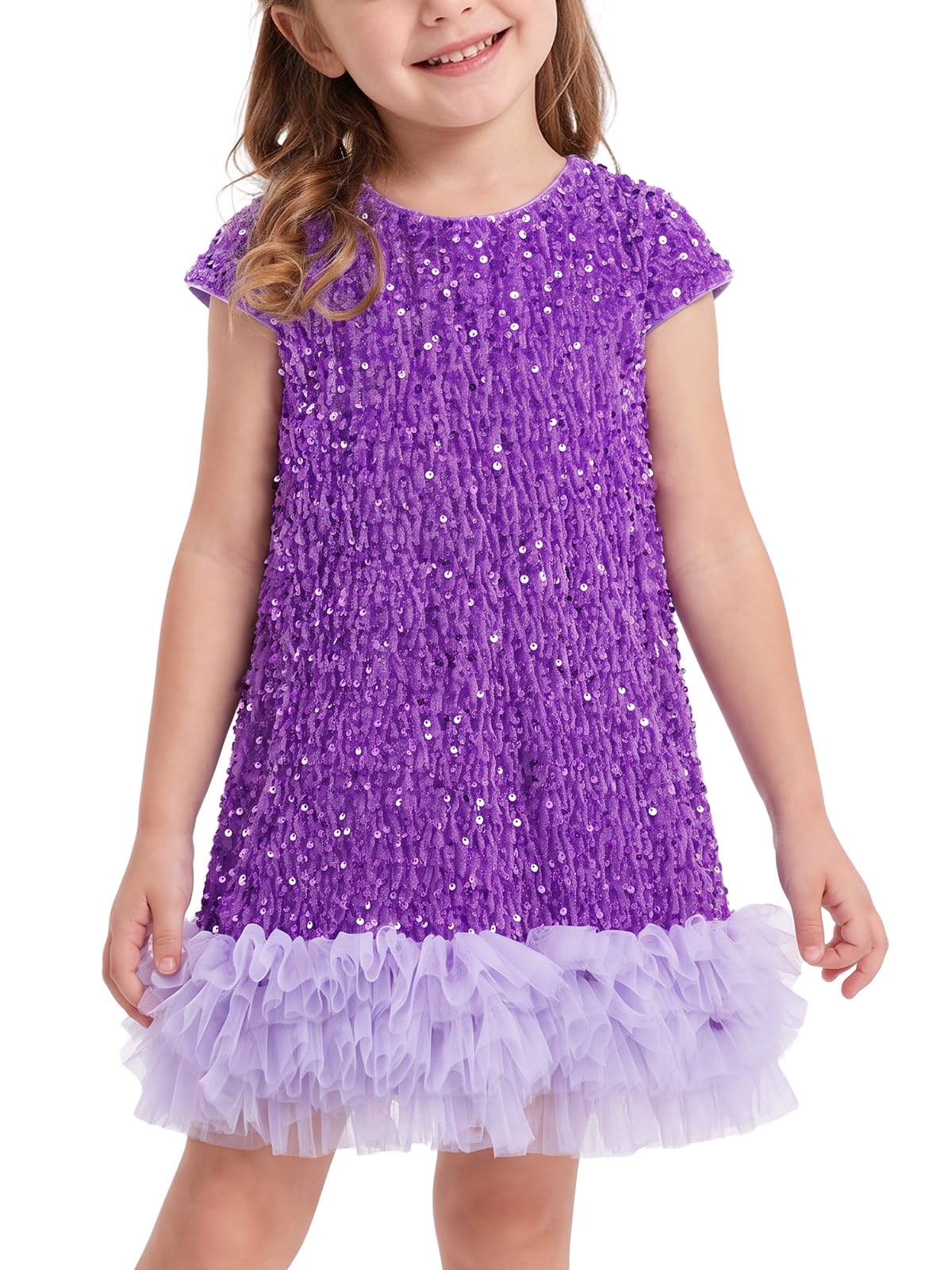 Miipat Toddler Girls Sequin Dress A-Line Sparkly Princess Party Dress