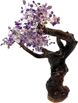 El Yap m  Ametist Ta l  Dekoratif A a    Do al Ah ap K k  zerine Mor Ametist Kristalli Tasar m, 48 cm Benzersiz Ev & Ofis Dekoru, Feng Shui Enerji Objesi
