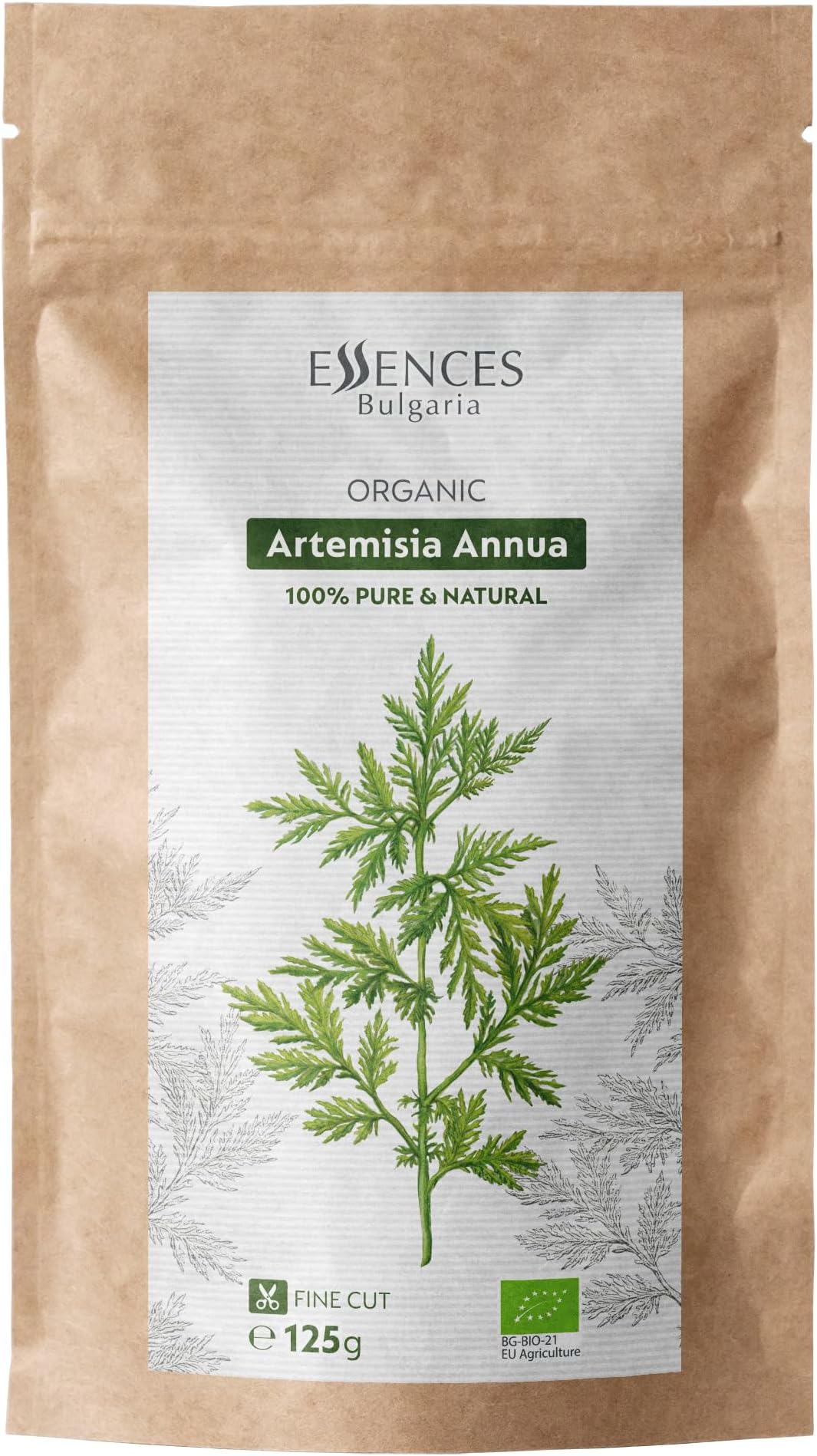 Essences Bulgaria Organic Sweet Wormwood (Artemisia Annua) | Dried Herb 4.4 Oz (125 gr) Fine Cut Loose Leaves and Flowers for Tea | Premium Quality | Non-GMO