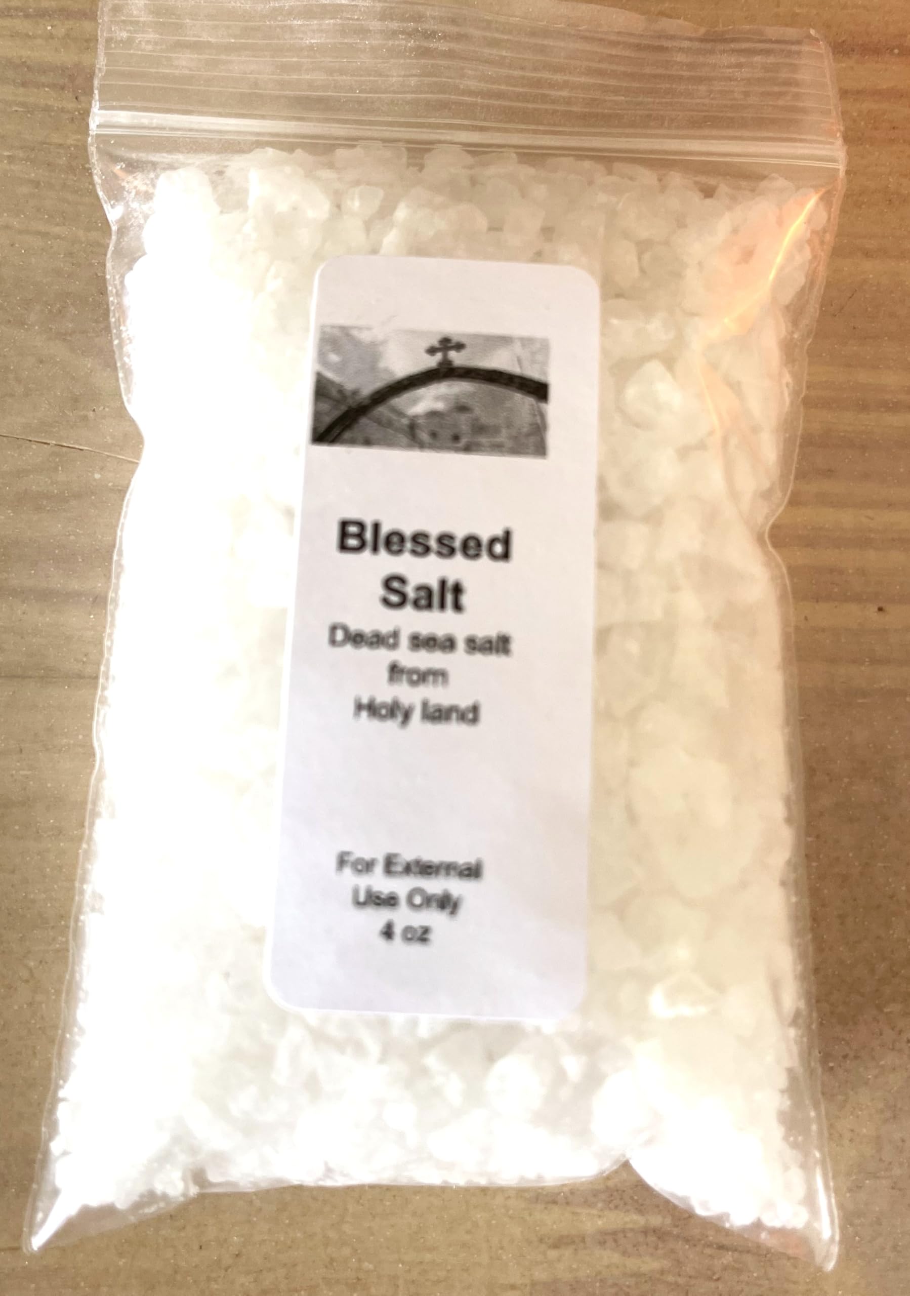 Blessed Dead Sea Salt from Holy land, Home blessing - car blessing - or carry with you for protection and well being everywhere. FOR EXTERNAL USE ONLY. 4 oz bag