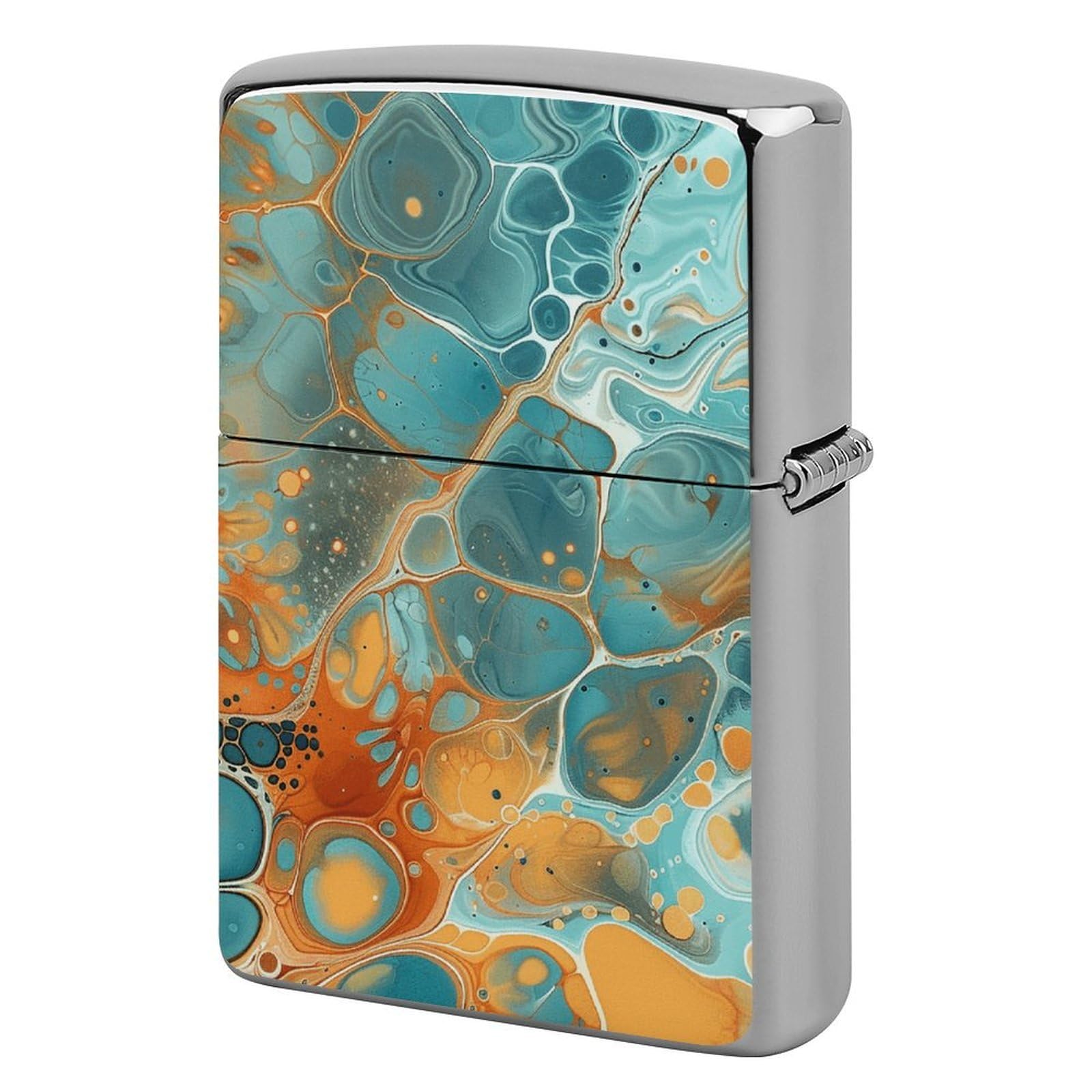 Orange and Turquoise Lighter Case for Men, Personalized Lighter Cover for Valentine's Day Gifts, Flip-Top Lighters Shell for Outdoor, Portable Lighters Protective Sleeve