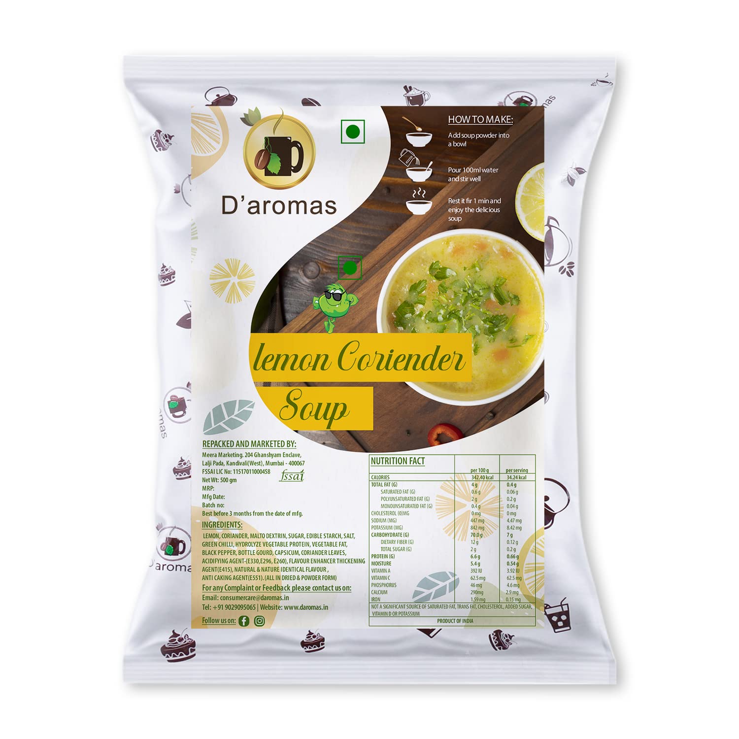 Daromas Instant Lemon Coriander Soup 1kg, Instant Premix Mix Powder|Ready To Cook| No Artificial Flavour & Colour|Healthy Soup (B0C6M9XFY3) Amazon Price History, Amazon Price Tracker