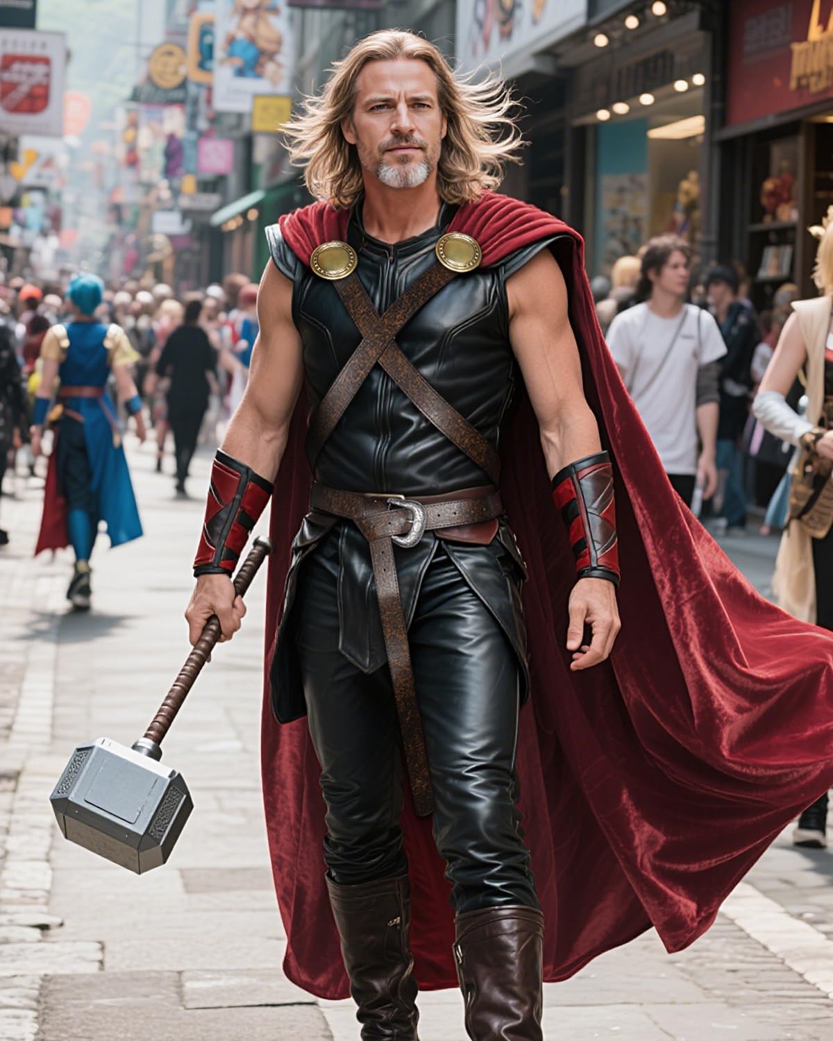 L'VOW Thunder God Cloak Medieval King Cape - Men Women Halloween Thor Cosplay Costume