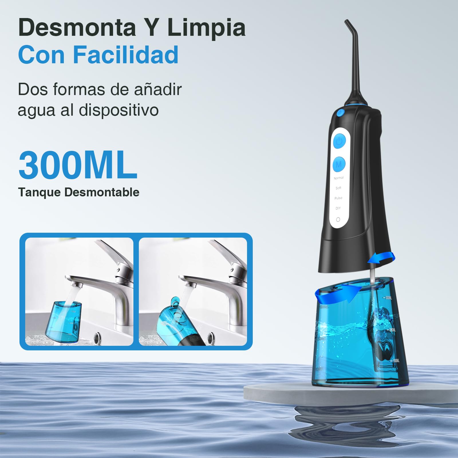 SURFOU Irrigador Dental Portatil Bucal Viaje, Irrigadores Dentales Bucales Limpiador Dientes Agua Presion, Profesional Inalambrico Irrigador-dental Con Irradiador Limpieza Water Flosser for Teeth