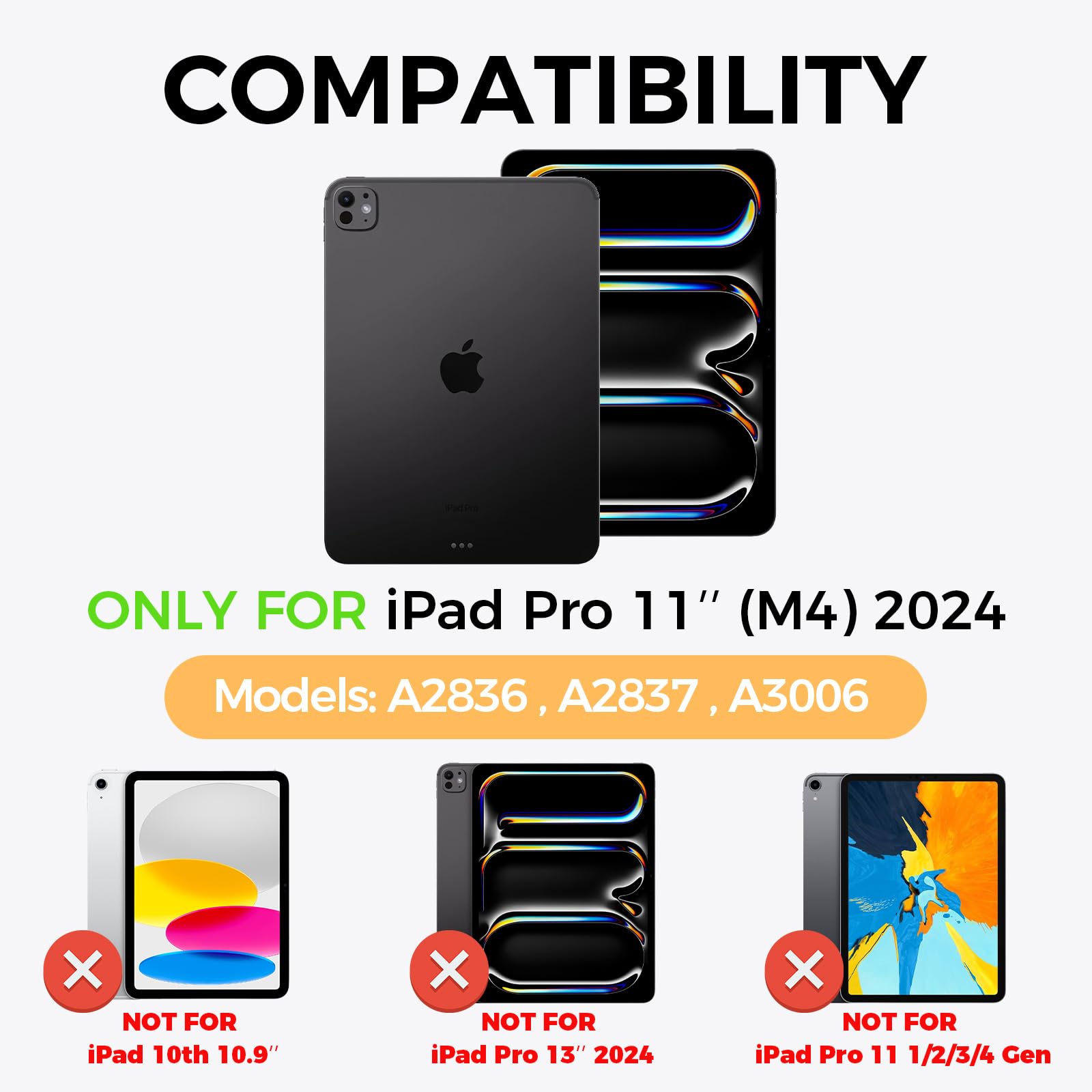 NOKBABO for ipad pro M4 11 inch case with Keyboard 2024,Rainbow Backlight, Built-in Trackpad, 360°Rotatable & Pencil Holder, Compatible with ipad pro 11 m4 Keyboard case - Bright Pink