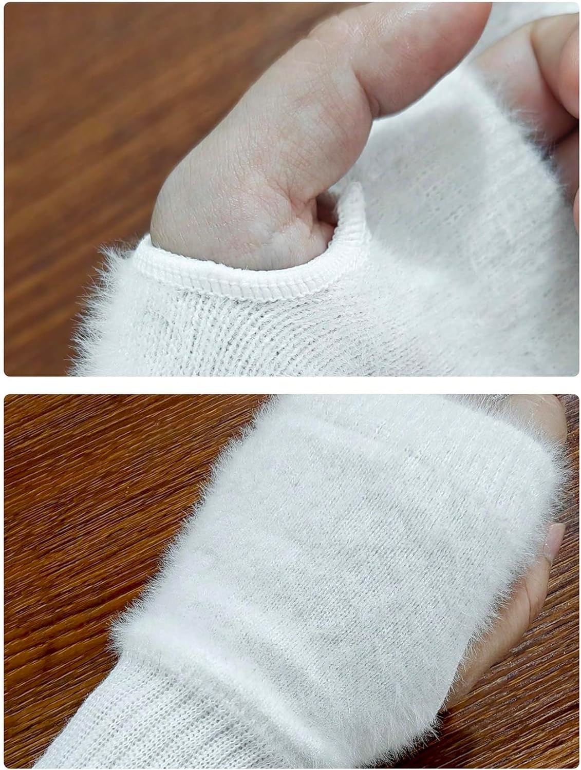 Verdusa Women's Fuzzy Fingerless Winter Gloves Plush Faux Fur Knitted Arm Warmers - Image 4