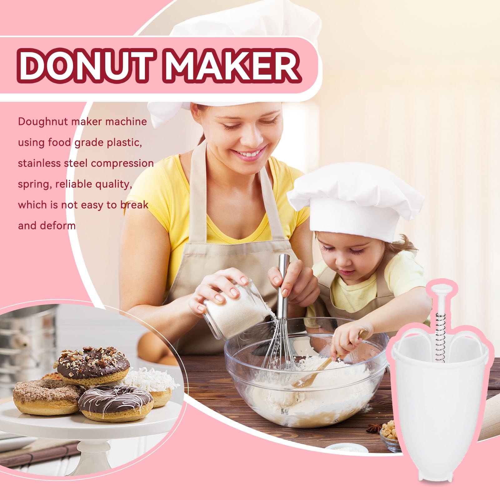 Máquina Para Hacer Rosquillas 2 Uds., Dispensador Manual De Masa Para Rosquillas, Máquina Para Rosquillas, Molde, Herramienta Rosquillera Para Hornear Diy Para Hornear En La Cocina(White)