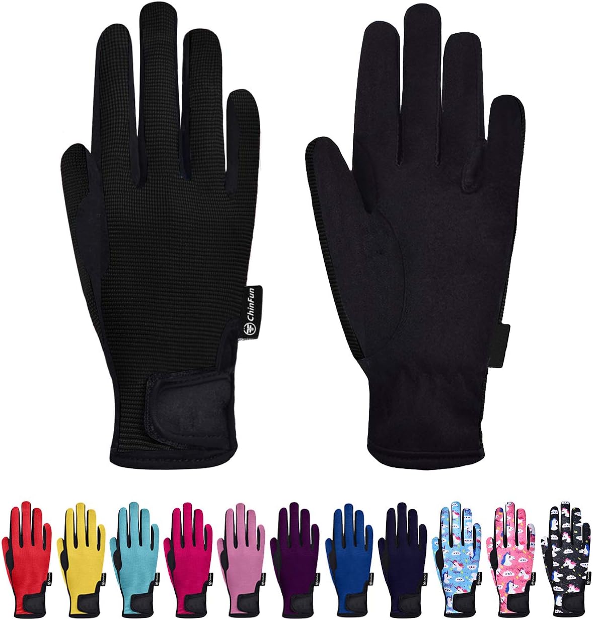 ChinFun Kids Horse Riding Gloves Boys & Girls Equestrian Horseback Gloves Children Youth Outdoor Mitts Perfect for Biking Cycling Gardening