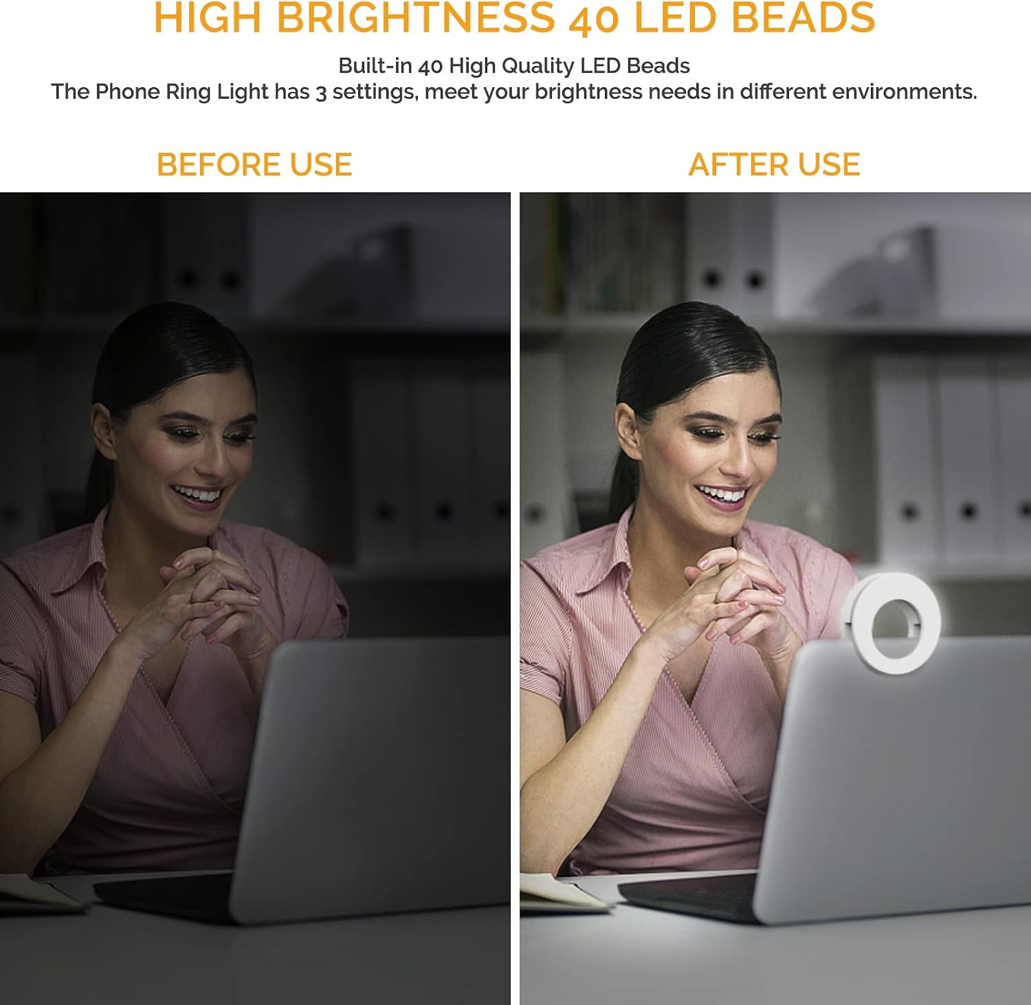 QIAYA Selfie Light Ring Lights LED Circle Light Cell Phone Laptop Camera Photography Video Lighting Clip On Rechargeable