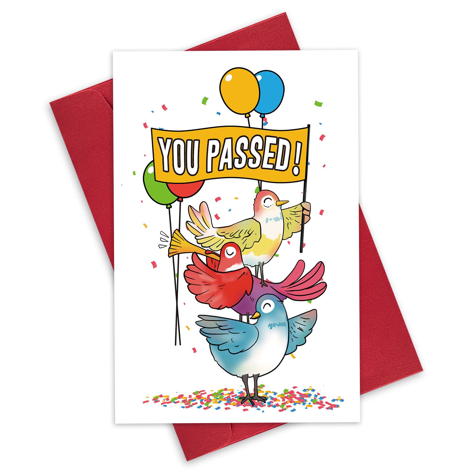 Leinessy Cute Congratulations Card, You Passed! Passing Exams Driving Test Congrats Card, Chickens Graduation Card