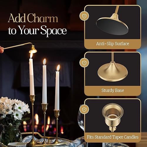 Miniatura 2 de Candelabros negros para candelabros cónicos más apagador de velas – Centro de mesa para decoración de comedor – Candelabro de metal para velas –