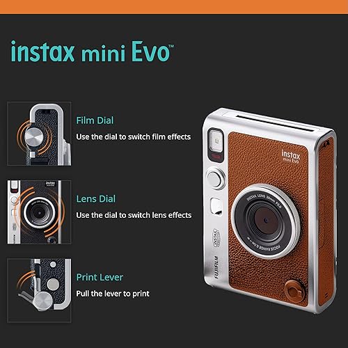 Miniatura 9 de Fujifilm Instax Mini EVO Paquete de cámara instantánea híbrida con funda compatible con Fujifilm Instax Mini EVO + Fujifilm Instax Mini Twin Pack