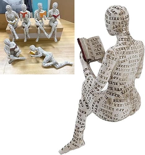 Vista 2 de Focket Figura de mujer de lectura, exquisita pulpa para mujer, decoración de estantería de lectura, estatua de pensador, varios esculturas